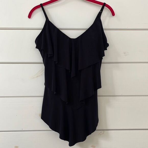 Magicsuit  Rita Wireless Ruffle Tankini Black 6006044 Size 10 - Picture 2 of 11